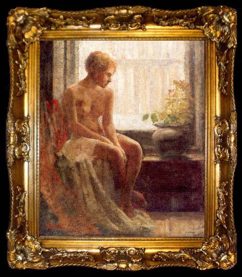 framed  Mulhaupt, Frederick John Nude Seated by a Window, ta009-2